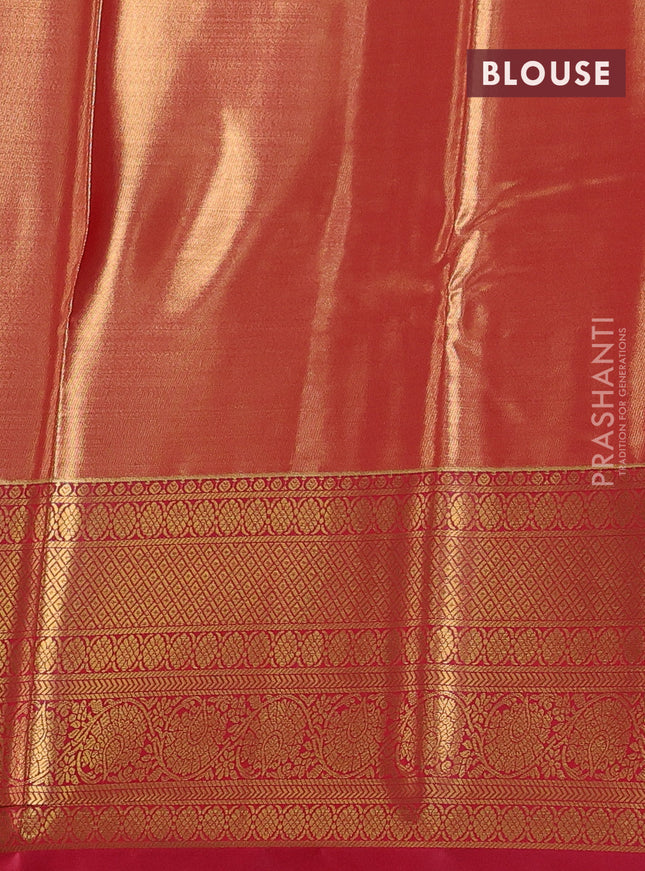 Bangalori tissue silk saree light pink and reddish pink with allover zari woven brocade weaves and long zari woven border
