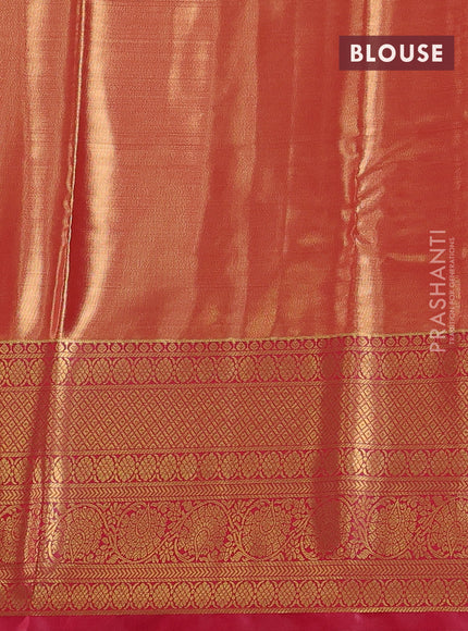 Bangalori tissue silk saree pastel pink and pink with allover zari woven brocade weaves and long zari woven border