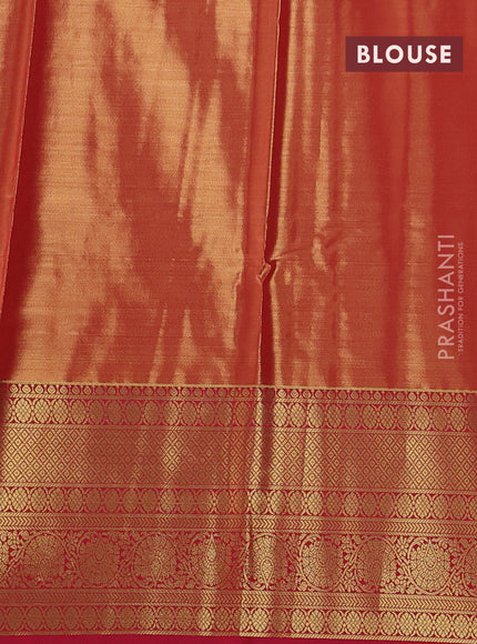 Bangalori tissue silk saree dual shade of blue and reddish pink with allover zari woven brocade weaves and long zari woven border