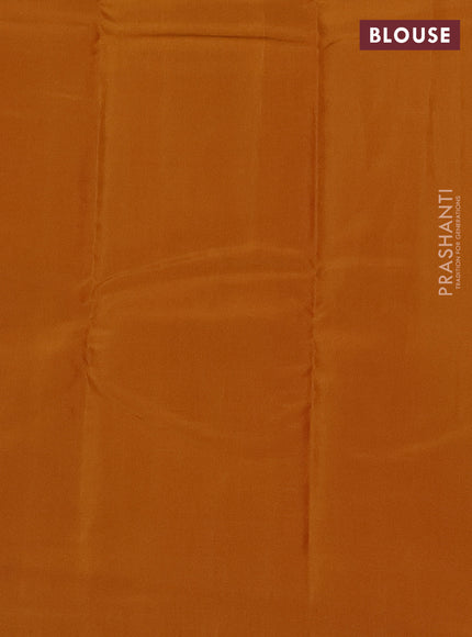 Kanchipuram silk saree light pink and dark mustard with copper zari woven buttas in borderless style