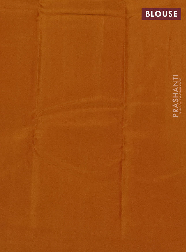 Kanchipuram silk saree light pink and dark mustard with copper zari woven buttas in borderless style