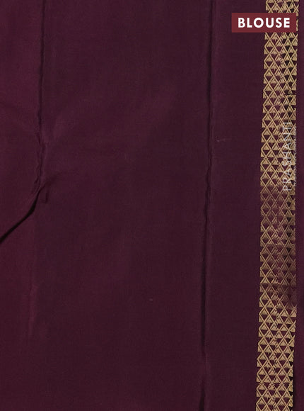 Kanchipuram silk saree mauve pink and wine shade with zari woven buttas & jute finish in borderless style