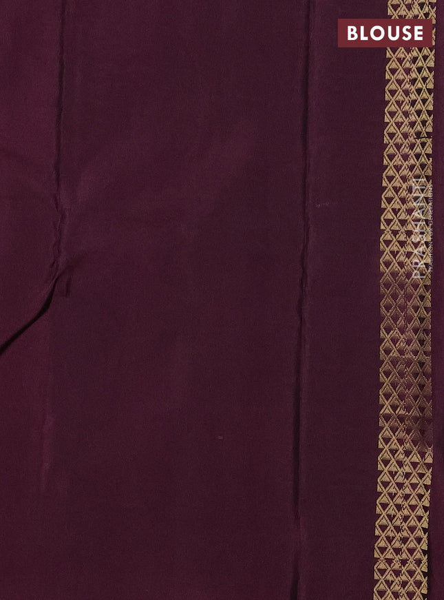 Kanchipuram silk saree mauve pink and wine shade with zari woven buttas & jute finish in borderless style