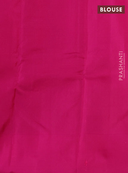 Kanchipuram silk saree dual shade of yellowish pink and pink with allover zari weaves & buttas and simple border