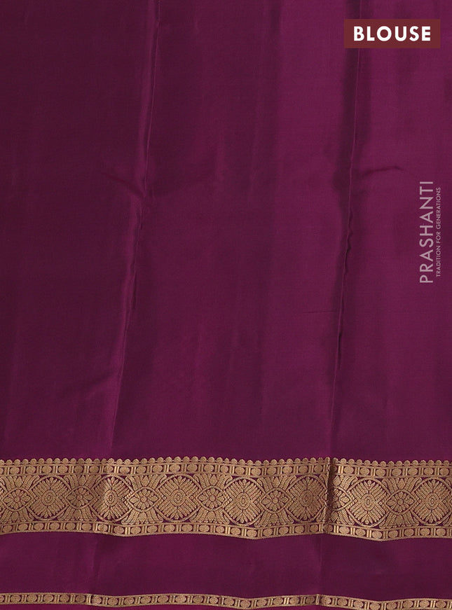 Kanchipuram silk saree peacock green and magenta pink with zari woven buttas and rettapet zari woven border