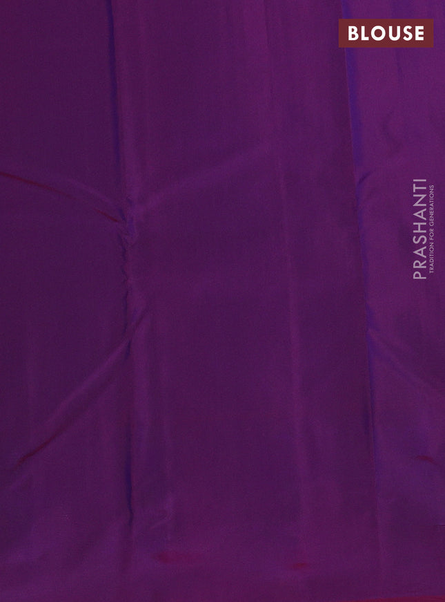 Kanchipuram silk saree blue and dual shade of maroon with allover zari weaves and zari woven butta border