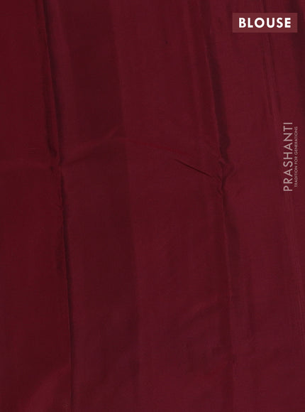 Kanchipuram silk saree green and maroon with allover zari weaves and zari woven butta border