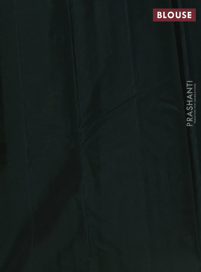 Kanchipuram silk saree lime yellow and bottle green with allover zari weaves & self emboss in borderless style