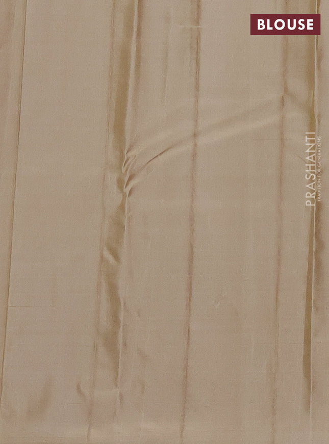 Kanchipuram silk saree wine shade and beige with allover zari weaves & self emboss in borderless style