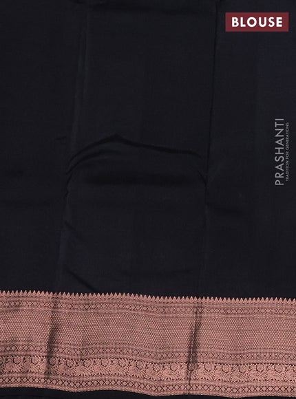 Kanchipuram silk saree grey and black with copper zari woven buttas and copper zari woven border