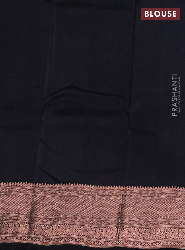 Kanchipuram silk saree grey and black with copper zari woven buttas and copper zari woven border