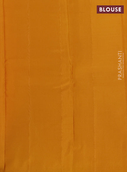 Kanchipuram silk saree pink and mustard yellow with allover zari weaves in borderless style