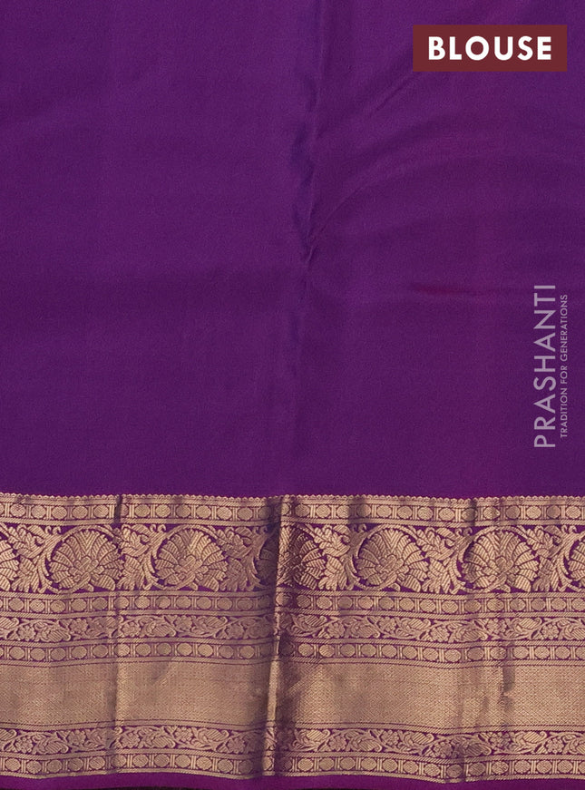 Kanchipuram silk saree peacock blue and purple with allover zari weaves and rich zari woven border