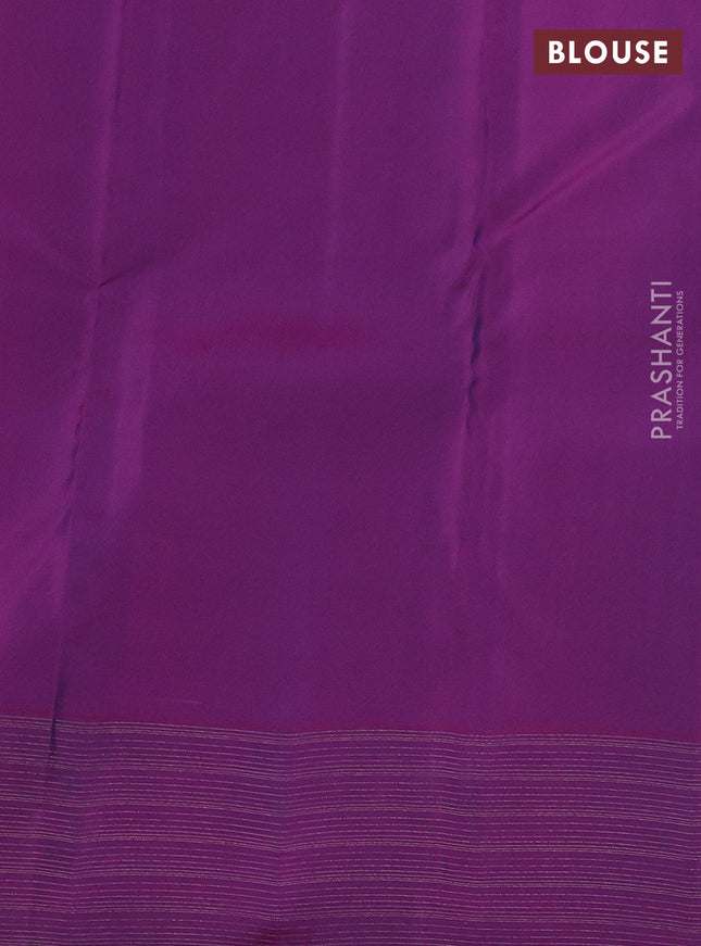 Kanchipuram silk saree dual shade of blue and purple with allover zari weaves and zari woven border