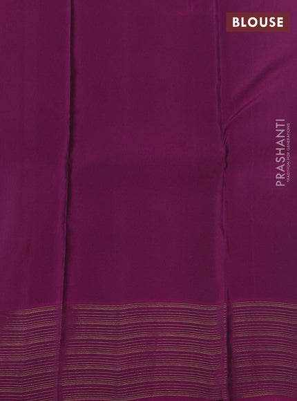Kanchipuram silk saree peacock blue and purple with allover zari weaves and zari woven border