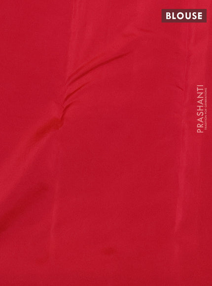 Kanchipuram silk saree teal blue and dual shade of pinkish orange with allover self emboss and zari butta border