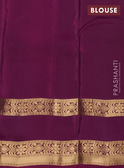 Kanchipuram silk saree peacock blue and purple with palin body and rettapet zari woven border