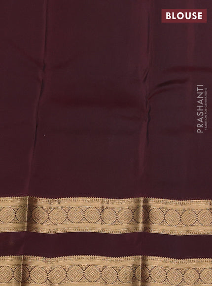 Kanchipuram silk saree cs blue and deep maroon with palin body and rettapet zari woven border