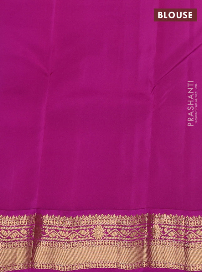 Kanchipuram silk saree cs blue and purple with allover zari weaves and zari woven korvai border