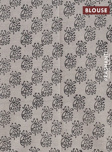 Semi silk cotton saree black and grey with butta prints and printed border