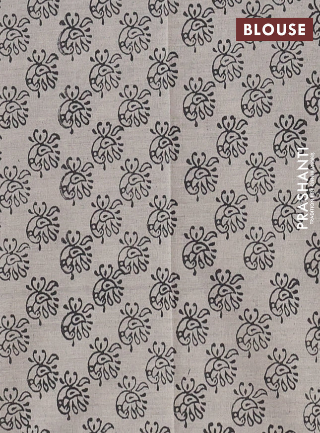 Semi silk cotton saree black and grey with butta prints and printed border