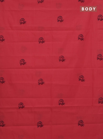 Semi silk cotton saree peach pink and violet with butta prints in borderless style