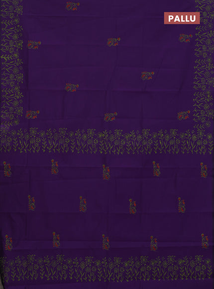 Semi silk cotton saree violet and pink shade with butta prints and printed border