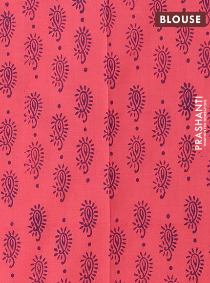 Semi silk cotton saree violet and pink shade with butta prints and printed border