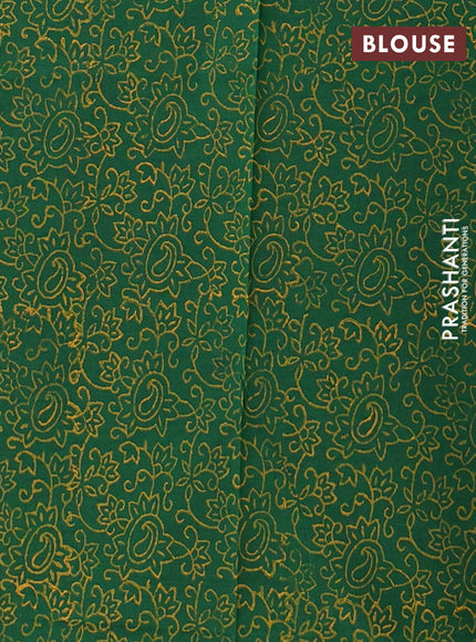 Semi silk cotton saree sunset orange and green with butta prints and printed border