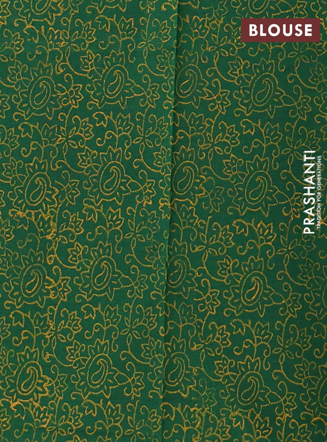 Semi silk cotton saree sunset orange and green with butta prints and printed border