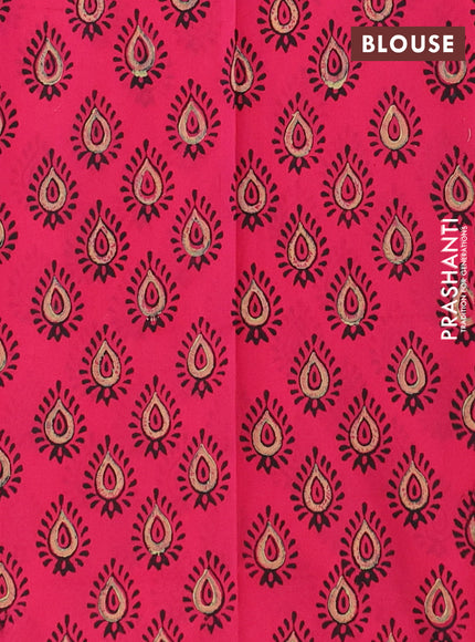 Semi silk cotton saree peach shade and pink with butta prints in borderless style