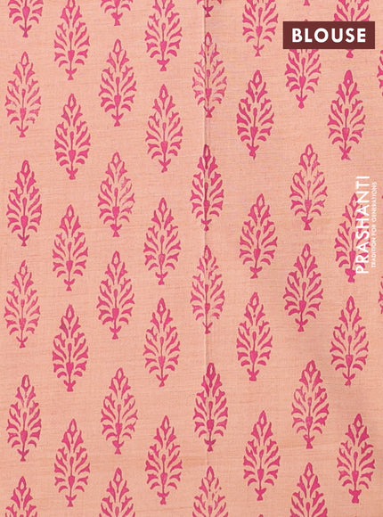 Semi silk cotton saree purple and peach shade with plain body and printed border