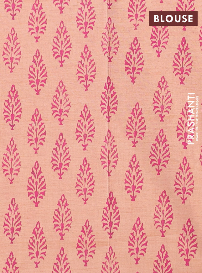 Semi silk cotton saree purple and peach shade with plain body and printed border