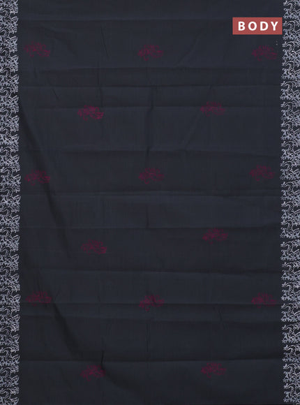 Semi silk cotton saree grey and pink with warli butta prints and printed border