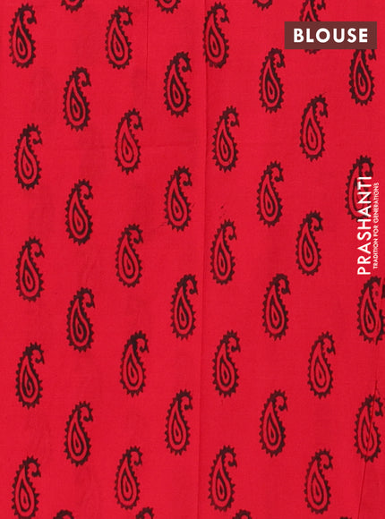 Semi silk cotton saree grey and black with embroided buttas in borderless style