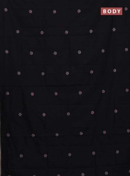 Semi silk cotton saree black and grey with embroided buttas in borderless style