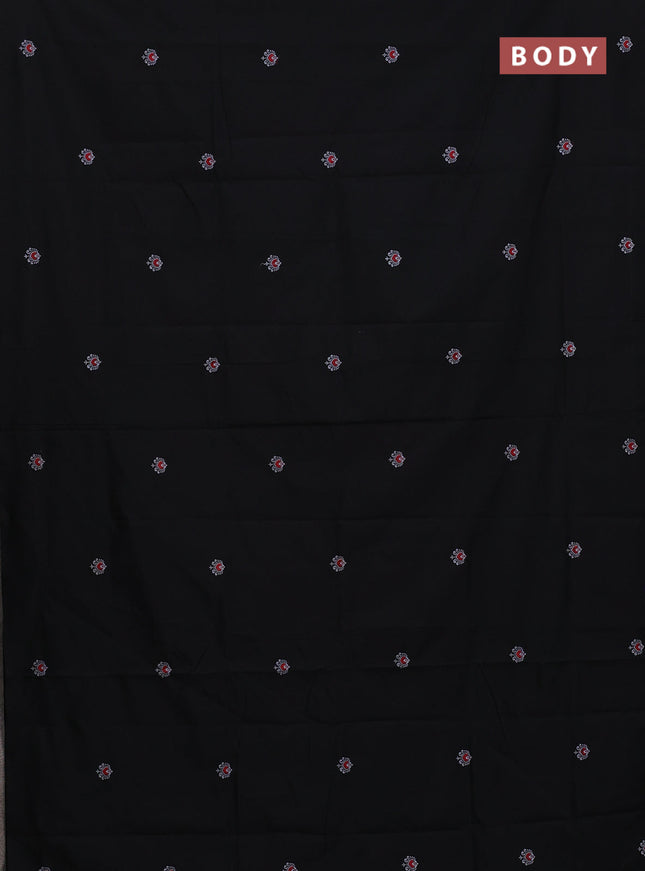 Semi silk cotton saree black and grey with embroided buttas in borderless style