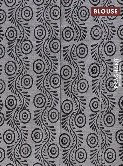 Semi silk cotton saree black and grey with embroided buttas in borderless style