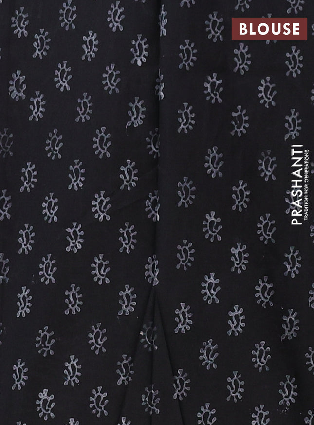 Semi silk cotton saree grey and black with embroided buttas in borderless style