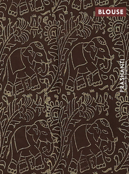 Semi silk cotton saree sandal and brown with embroided buttas in borderless style