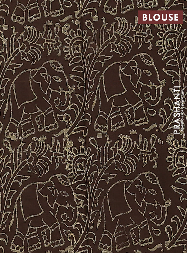 Semi silk cotton saree sandal and brown with embroided buttas in borderless style