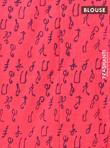 Semi silk cotton saree violet and peach pink with embroided buttas in borderless style