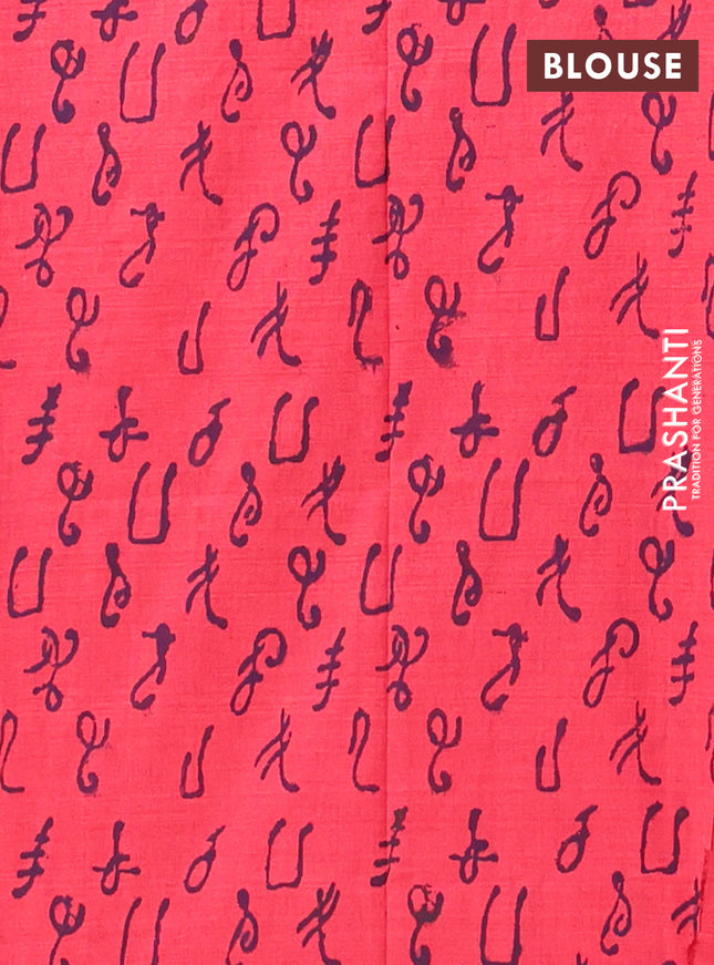 Semi silk cotton saree violet and peach pink with embroided buttas in borderless style