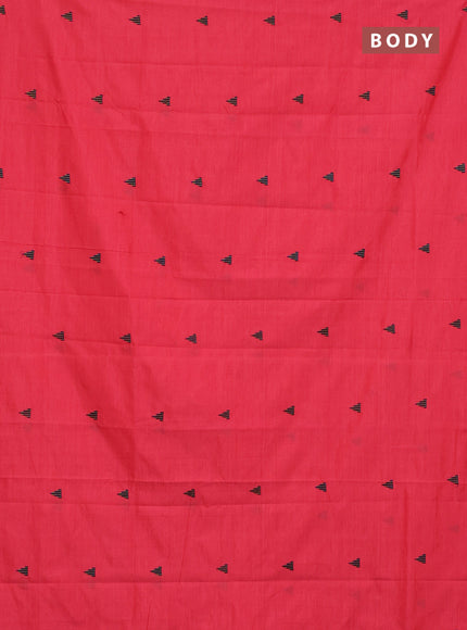 Semi silk cotton saree candy pink and blue with embroided buttas in borderless style