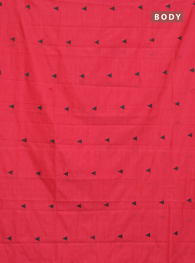 Semi silk cotton saree candy pink and blue with embroided buttas in borderless style