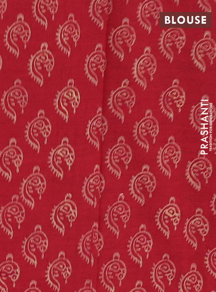 Semi silk cotton saree beige and maroon with embroided buttas in borderless style