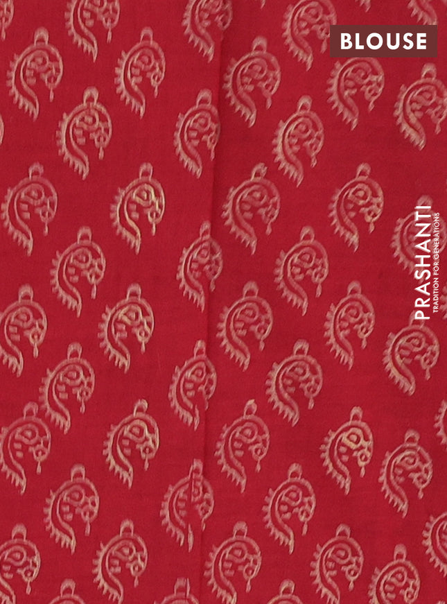 Semi silk cotton saree beige and maroon with embroided buttas in borderless style