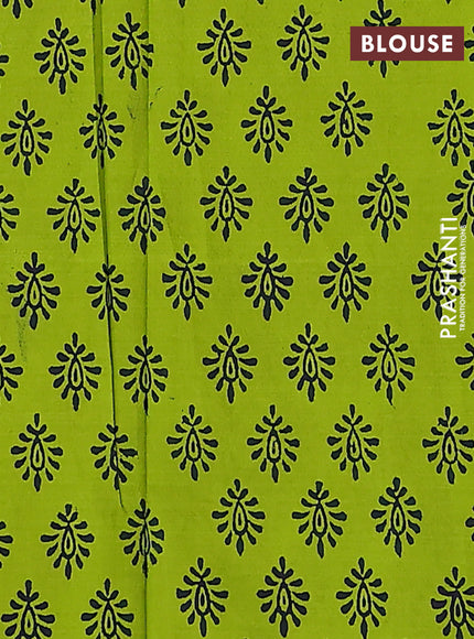 Semi silk cotton saree blue and light green with embroided buttas in borderless style