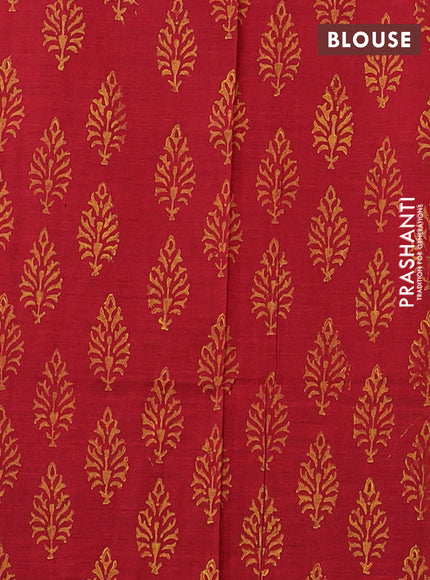 Semi silk cotton saree mustard yellow and maroon with embroided buttas in borderless style