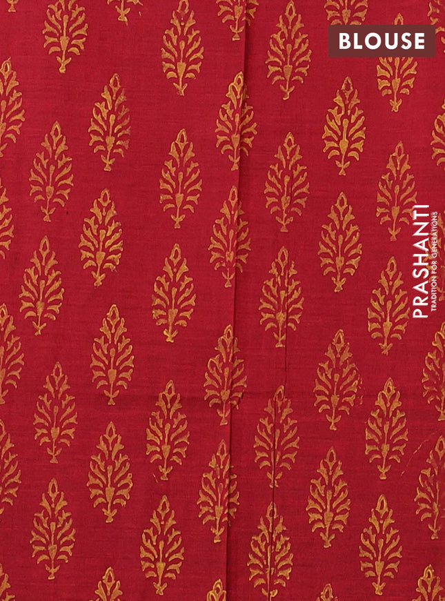 Semi silk cotton saree mustard yellow and maroon with embroided buttas in borderless style